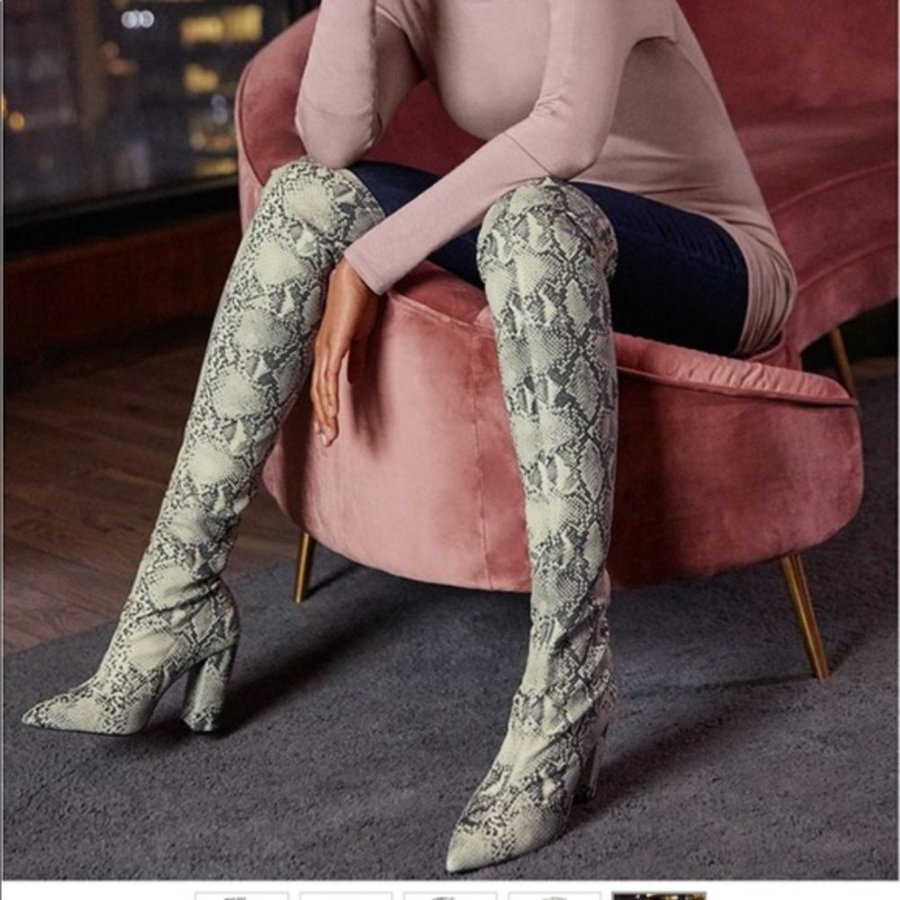 Snakeskin over the knee boots